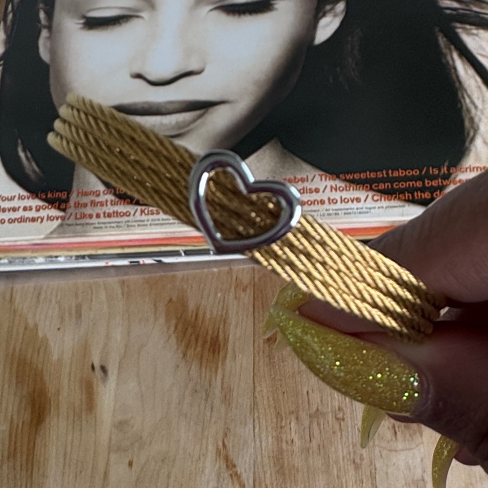 ALOR Gold-Tone Twisted Cable Heart Cuff Bracelet